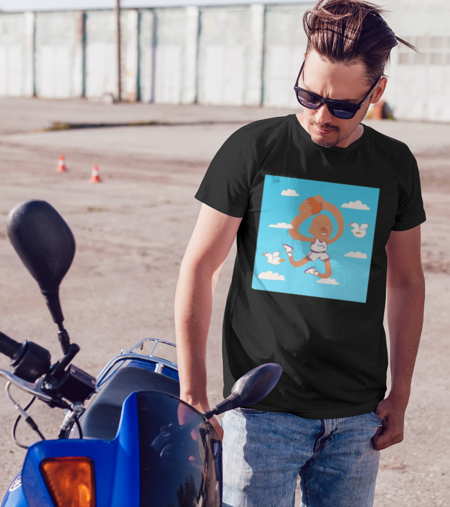 Sky Jones Dunking Los Angeles Clippers Clouds Seagulls T-Shirt