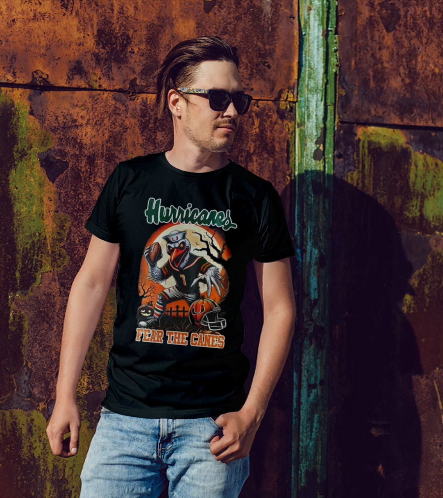 Hurricanes Fear The Canes Halloween Football Scene T-Shirt