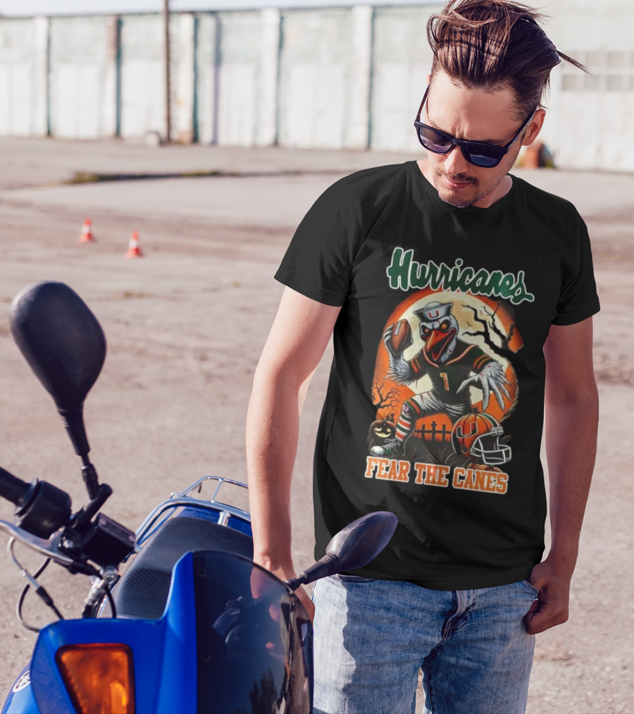 Hurricanes Fear The Canes Halloween Football Scene T-Shirt