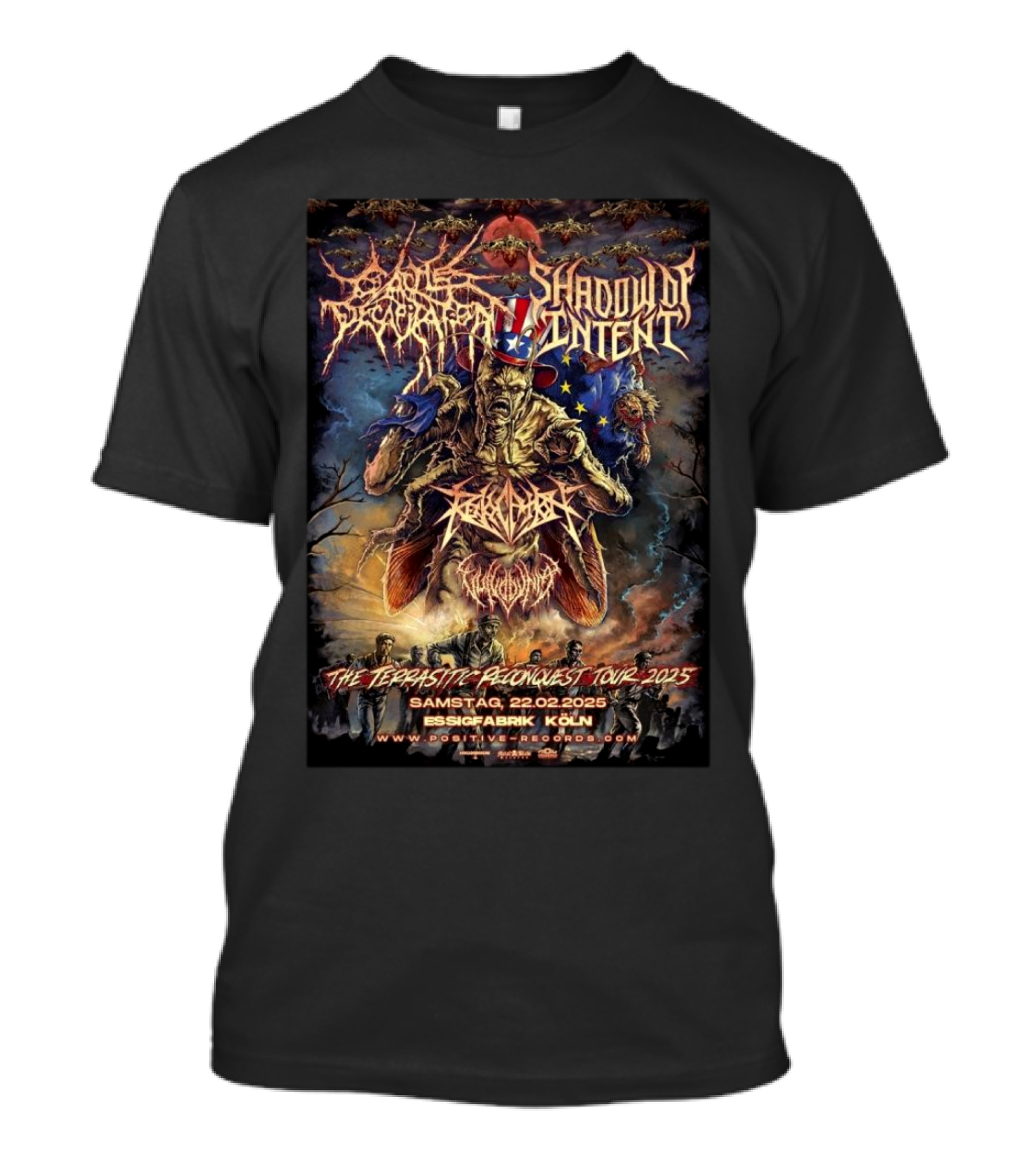 Cattle Decapitation Shadow Of Intent Vulvodynia Revocation The Terrasitic Reconquest Tour 2025 Essigfabrik Köln 22.02.2025 T-Shirt