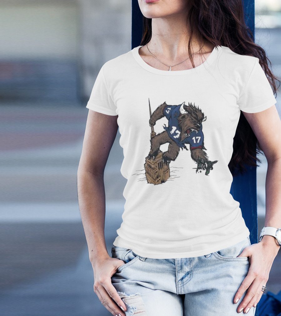 Buffalo Bills King Of New York Mascot Towering Beast Number 17 T-Shirt