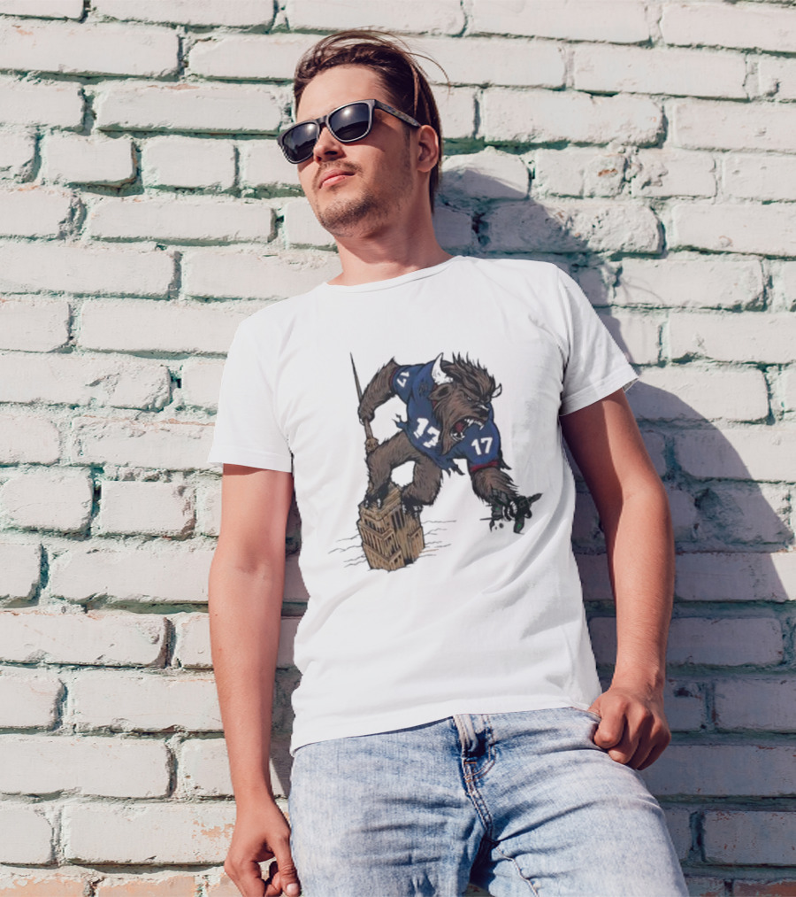 Buffalo Bills King Of New York Mascot Towering Beast Number 17 T-Shirt
