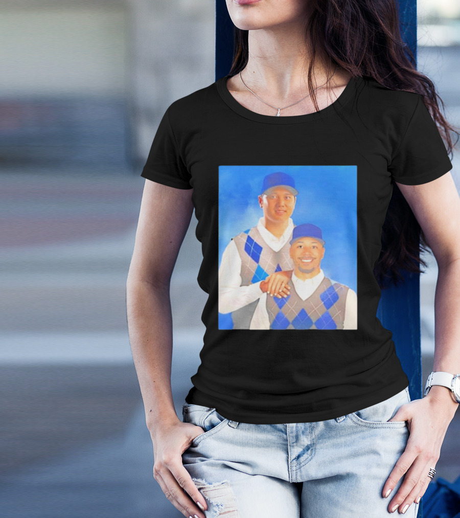 Step Brothers Shohei Ohtani Mookie Betts Portrait T-Shirt