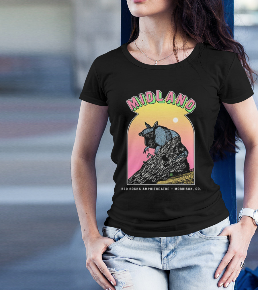 Midland Red Rocks Amphitheatre Armadillo Morrison CO T-Shirt