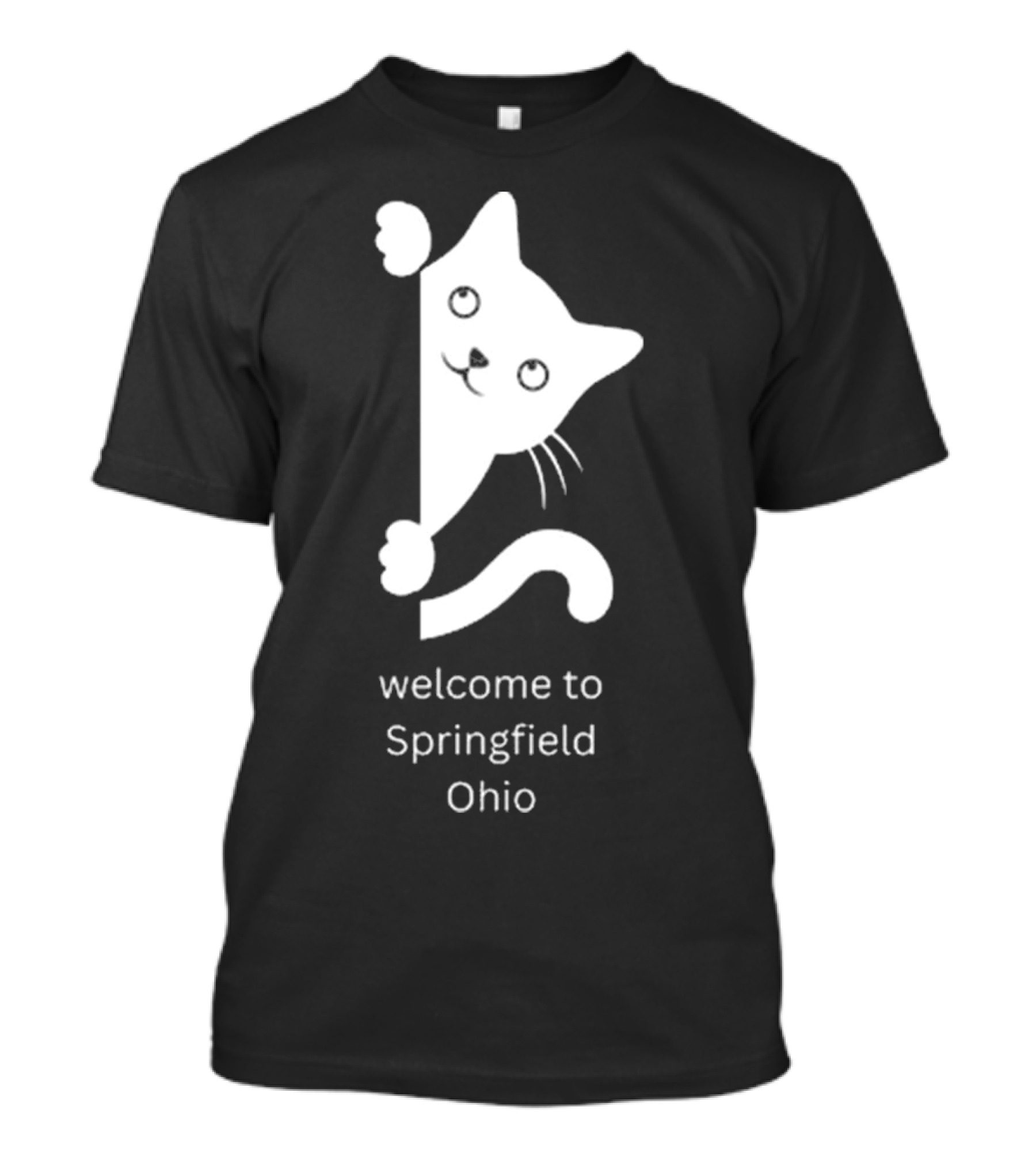 Cat Welcome To Springfield Ohio Playful Kitty Peeking T-Shirt