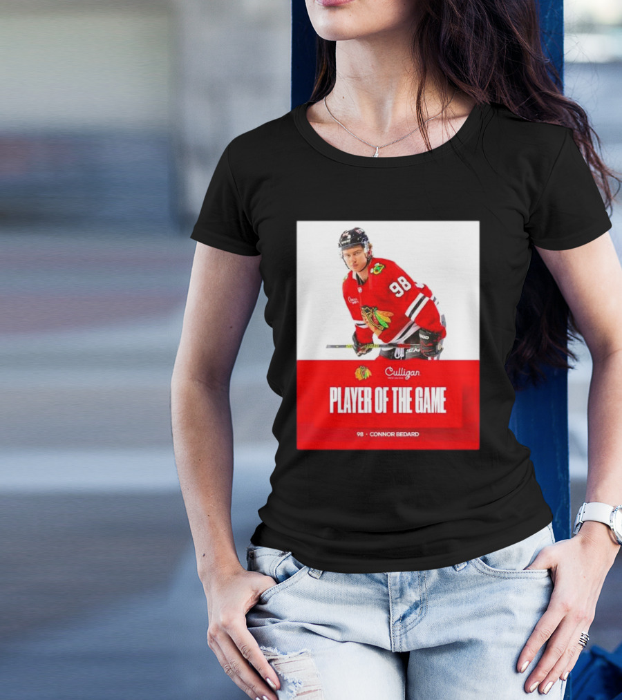 Connor Bedard 98 Chicago Blackhawks Player Of The Game T-Shirt
