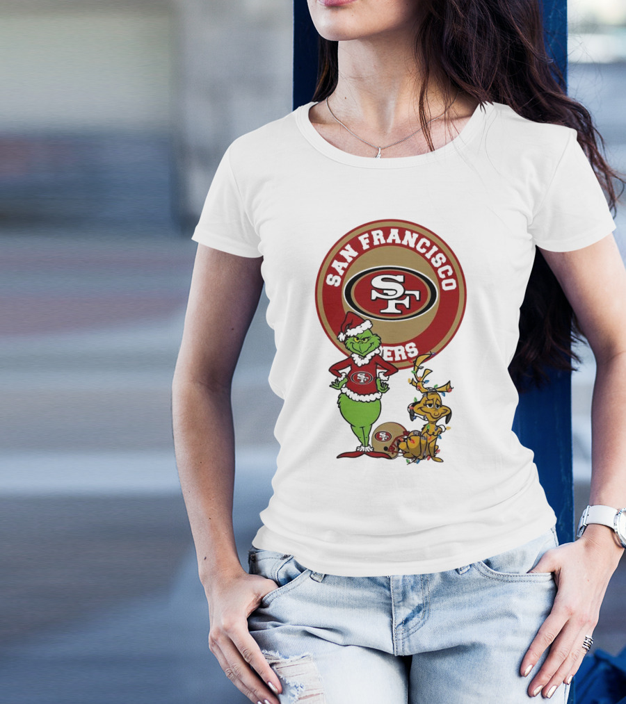 San Francisco 49ers Grinch And Max Merry Christmas T-Shirt