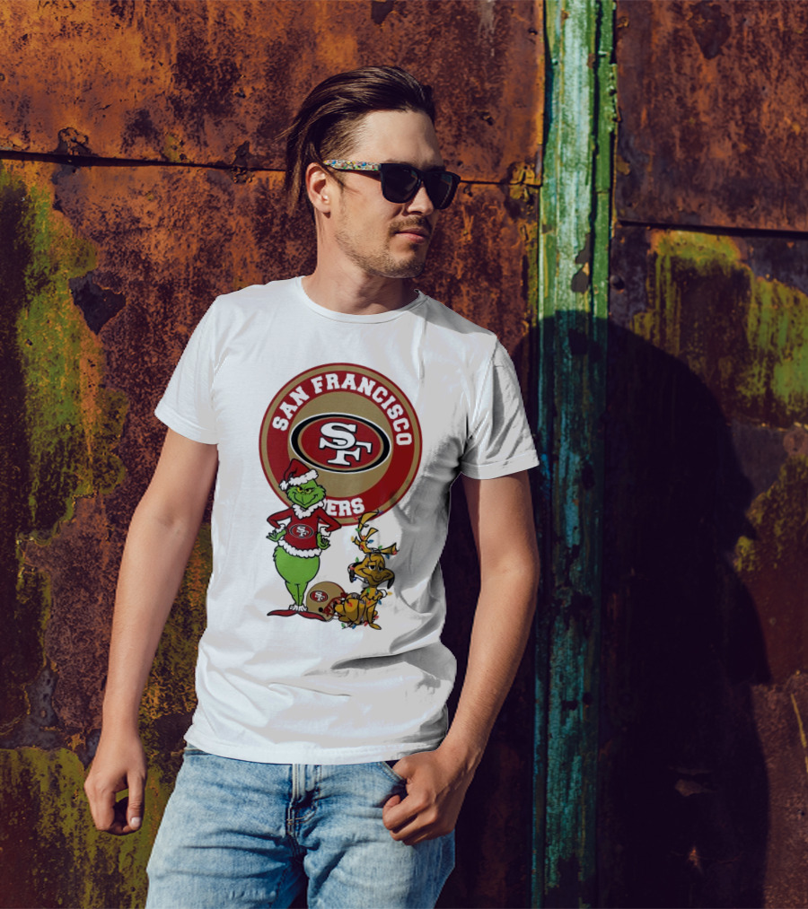 San Francisco 49ers Grinch And Max Merry Christmas T-Shirt
