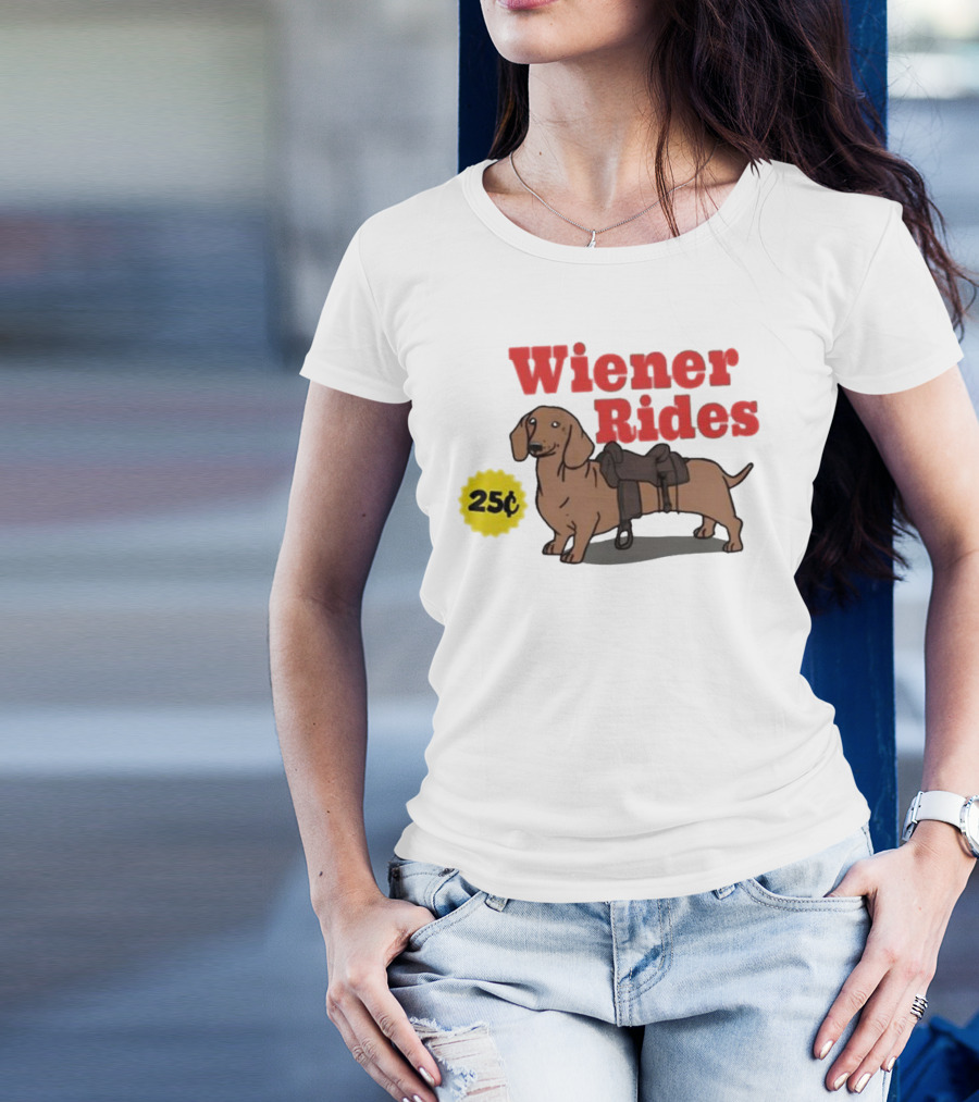 Wiener Rides 25C Dachshund With Saddle T-Shirt
