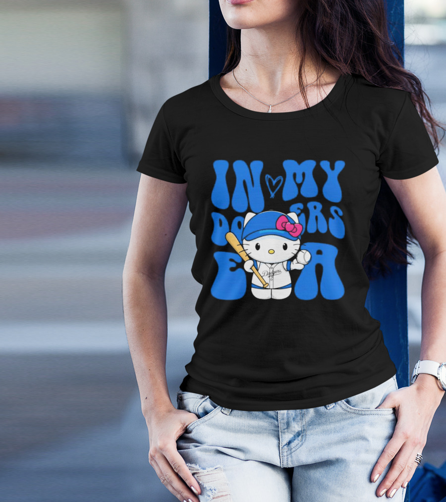 In My Dodgers Era Hello Kitty Baseball T-Shirt