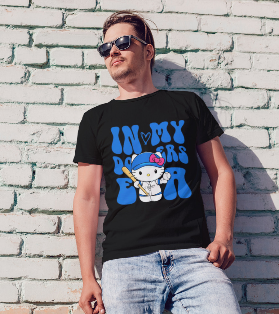 In My Dodgers Era Hello Kitty Baseball T-Shirt