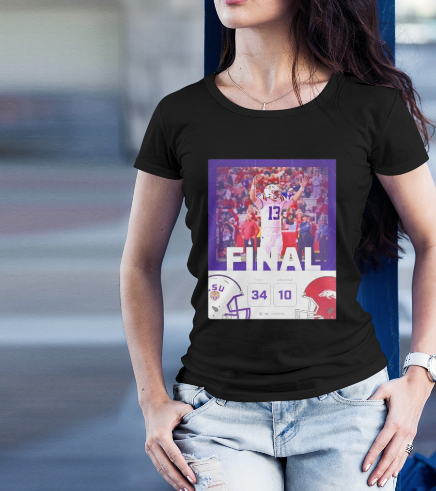 Final Score LSU Tigers 34-10 Arkansas Razorbacks Victory T-Shirt