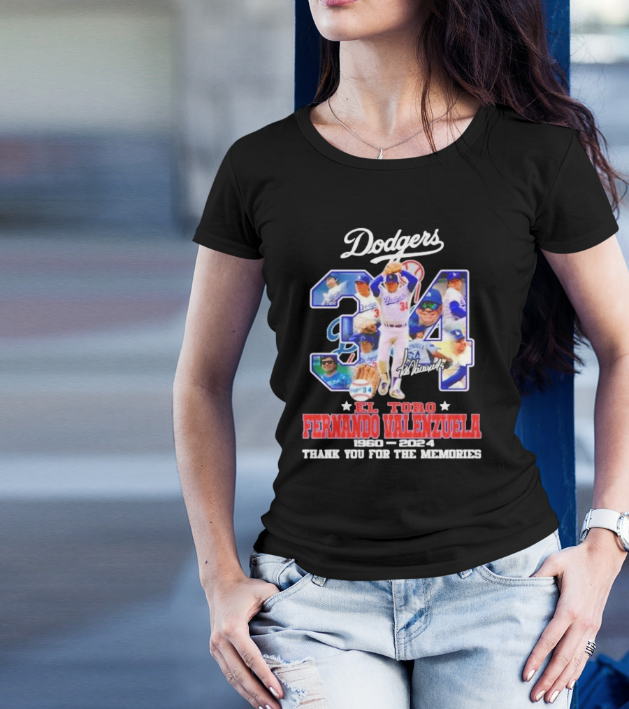 Dodgers El Toro Fernando Valenzuela 34 1960 2024 Thank You For The Memories T-Shirt