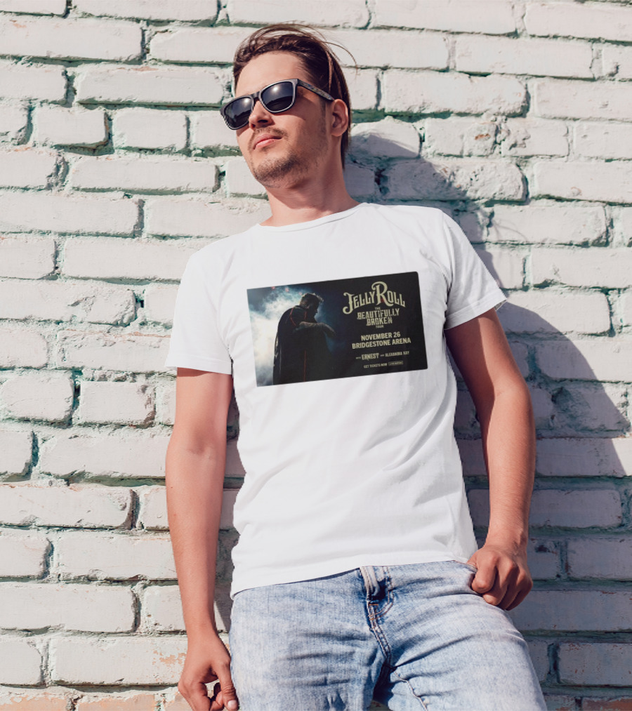 Jelly Roll The Beautifully Broken Tour Bridgestone Arena Nashville November 26 With Ernest And Alexandra Kay T-Shirt