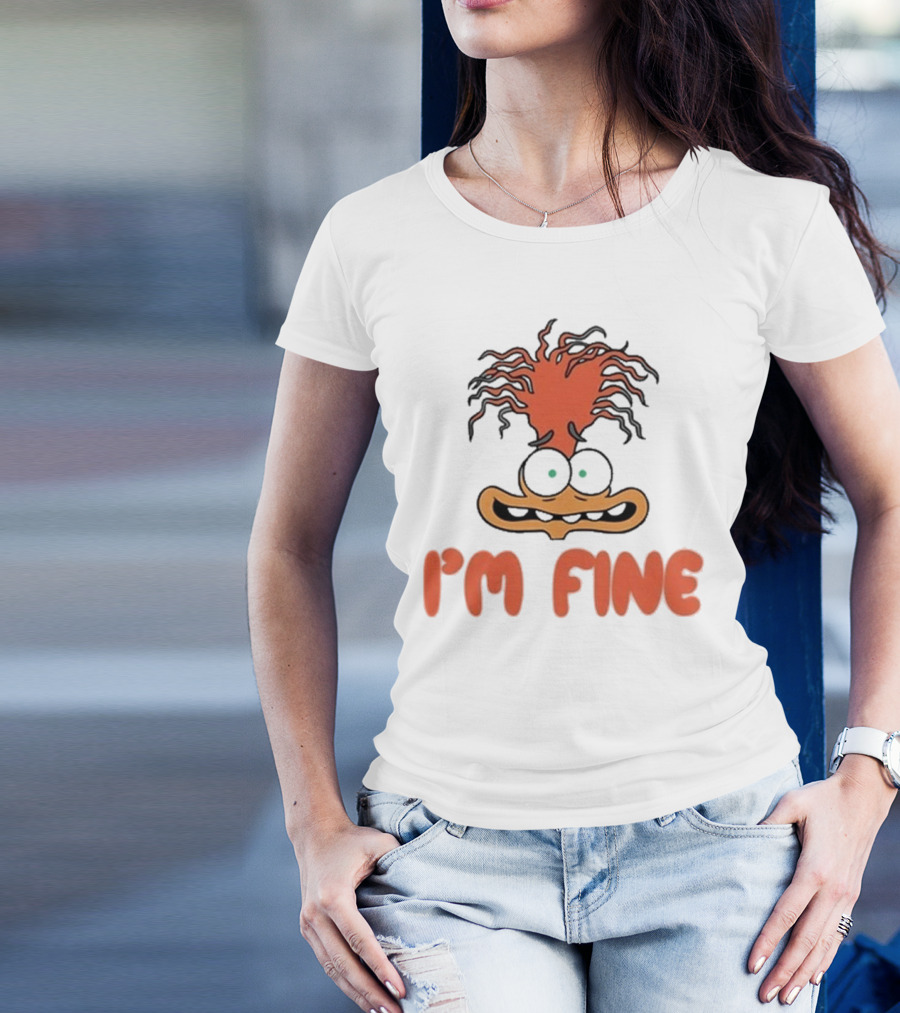 Mel Mitchell Wearing Inside Out 2 I'm Fine Anxiety Rugrats Style Character T-Shirt