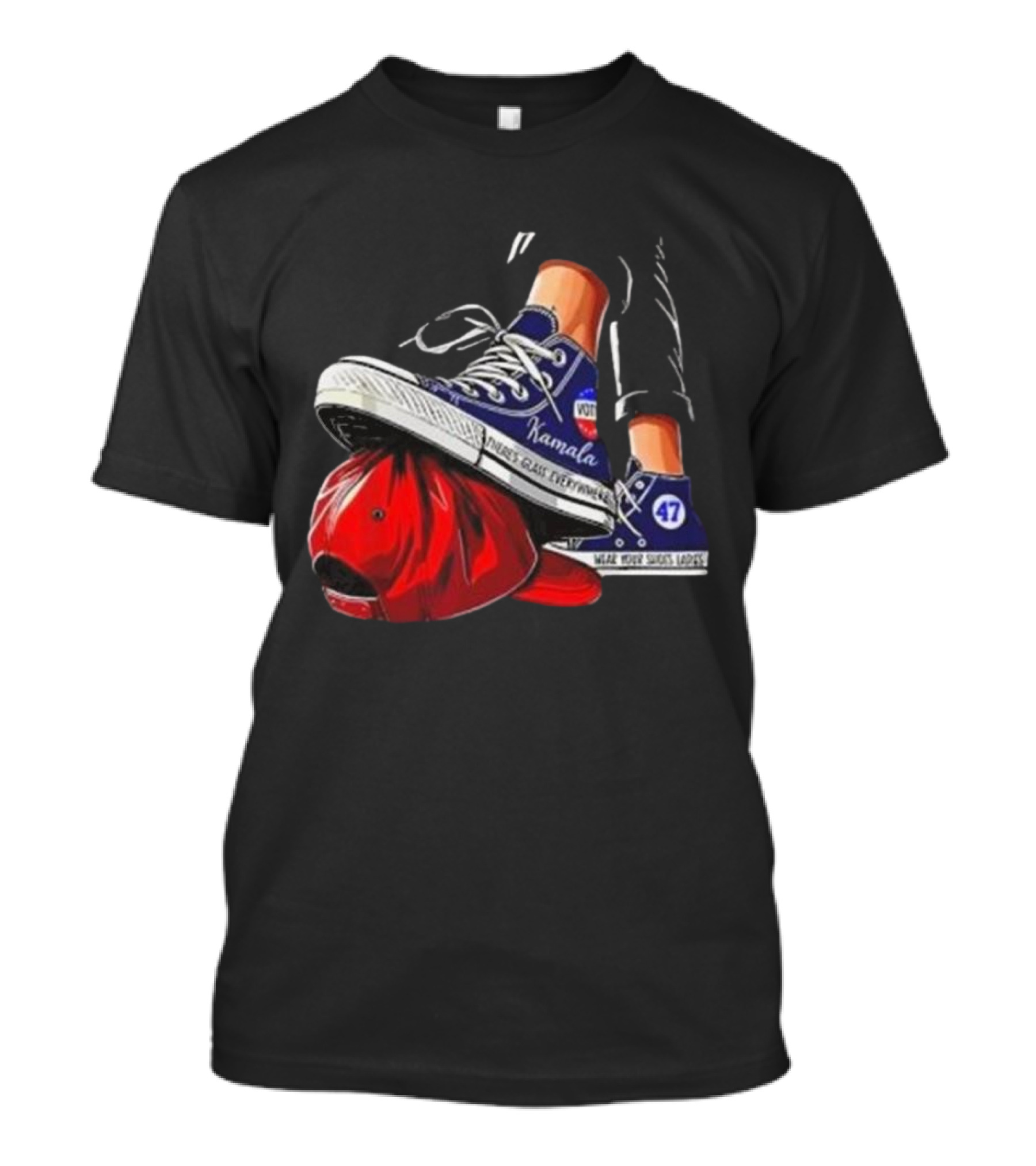 Kamala Chucks Vote Grass Blue Shoes 47 Wear Your Shoes Anyway T-Shirt