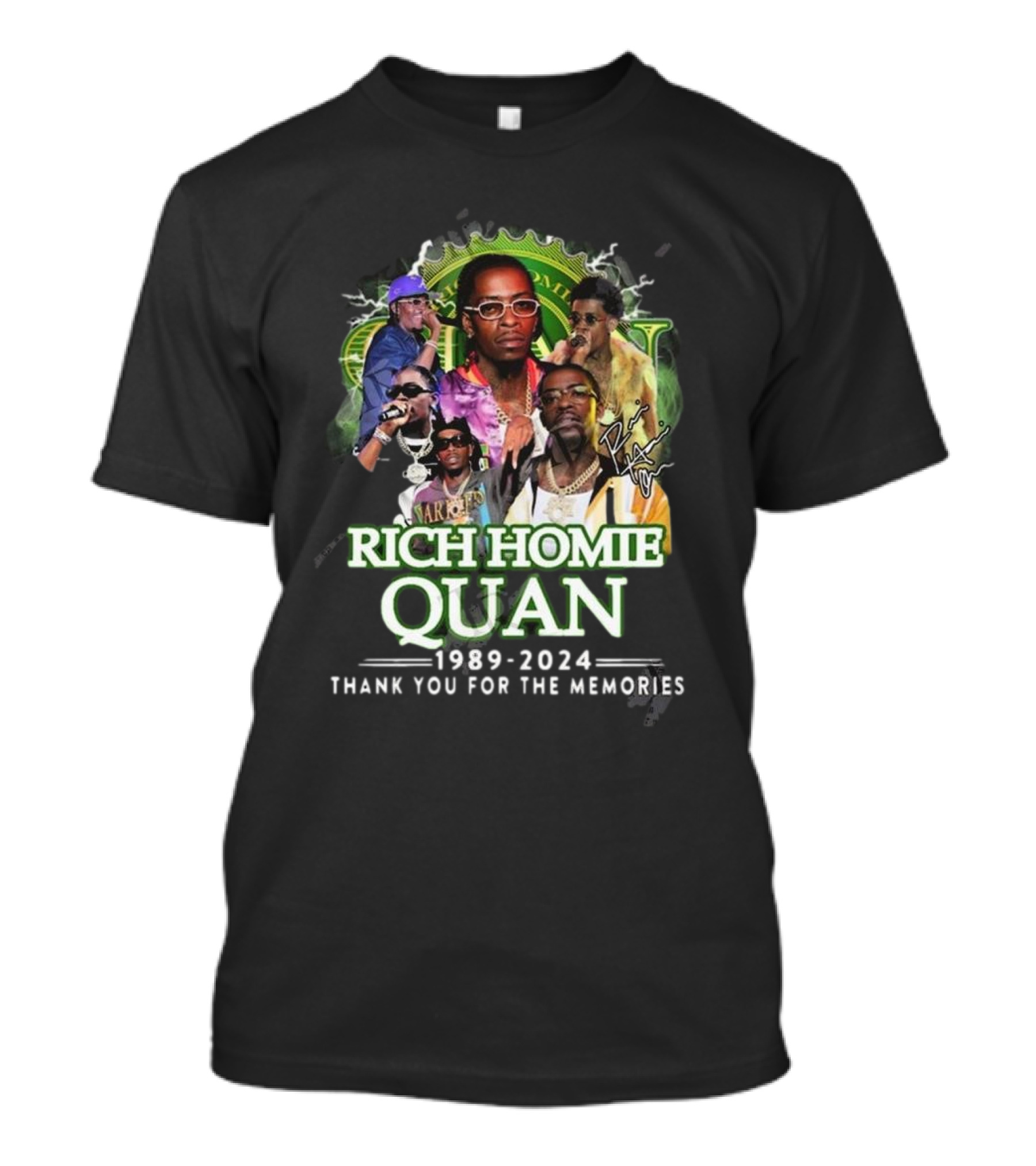 Rich Homie Quan 1989-2024 Thank You For The Memories Signature Collage T-Shirt