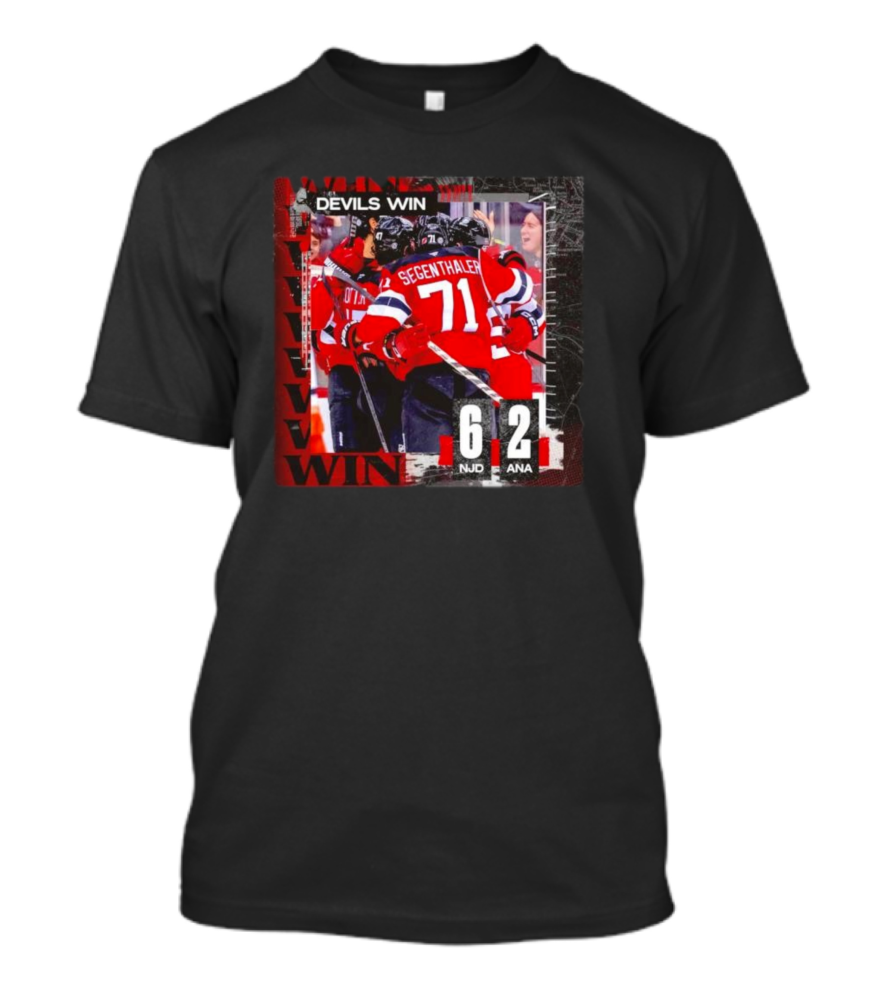New Jersey Devils Win 6-2 Over Anaheim Ducks NJD Vs ANA Game Score T-Shirt