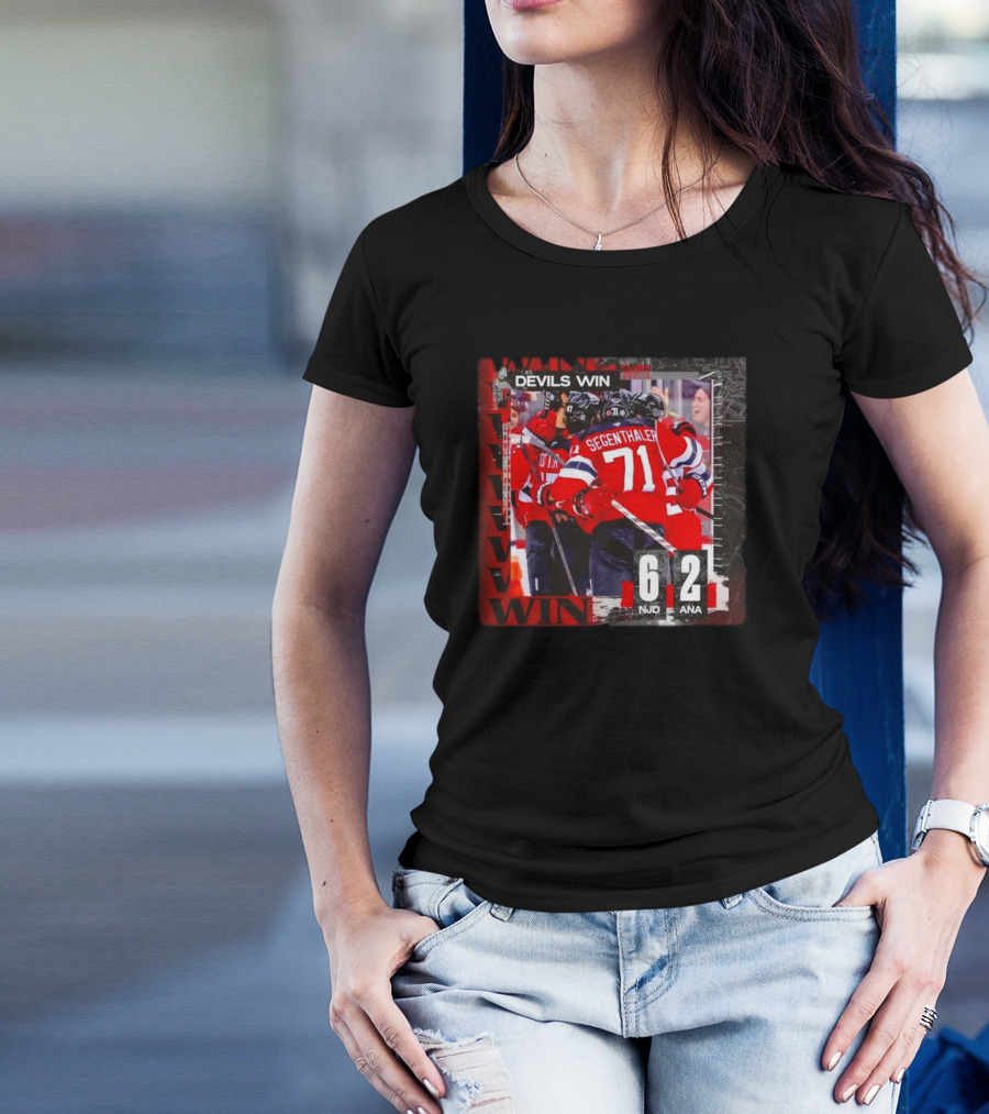 New Jersey Devils Win 6-2 Over Anaheim Ducks NJD Vs ANA Game Score T-Shirt