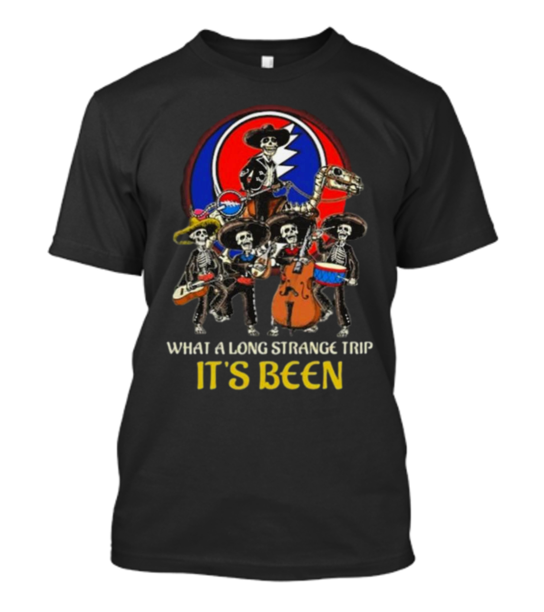 Grateful Dead What A Long Strange Trip It’s Been Skeleton Band Steal Your Face T-Shirt