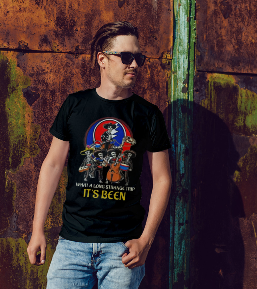 Grateful Dead What A Long Strange Trip It’s Been Skeleton Band Steal Your Face T-Shirt