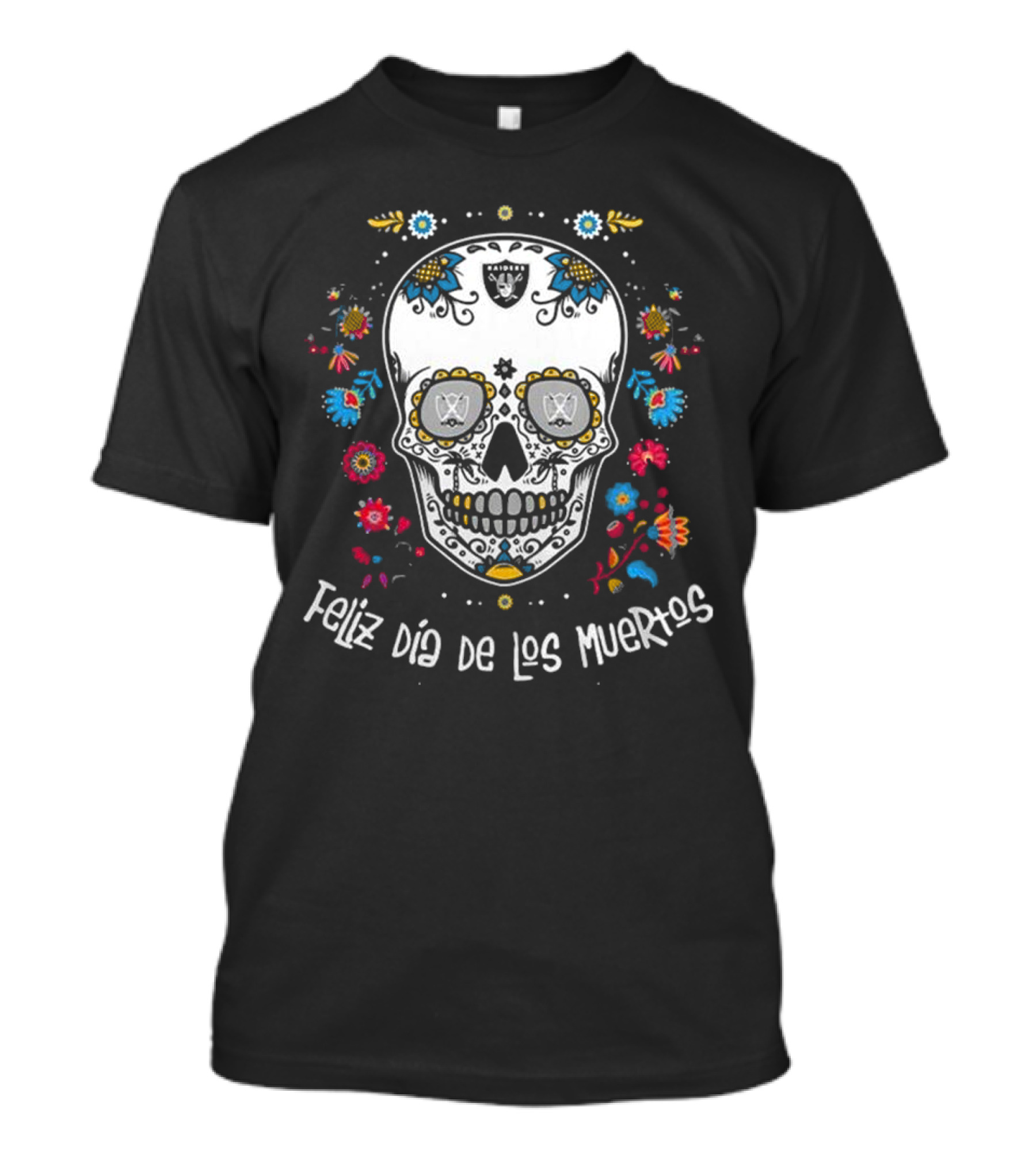 Las Vegas Raiders Feliz Día De Los Muertos 2024 Skull Floral T-Shirt
