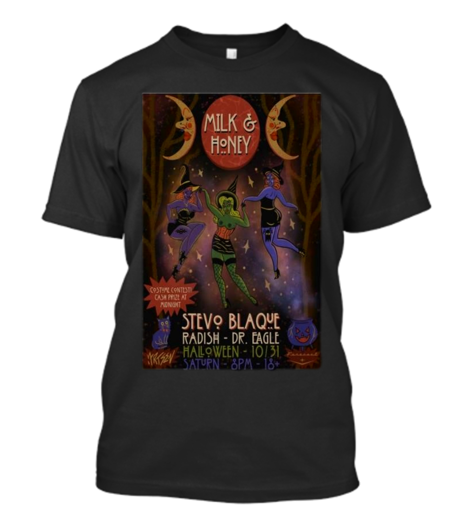 Milk Honey Halloween Stevo Blaque Radish Dr. Eagle Saturn 10/31 Birmingham AL Tour T-Shirt