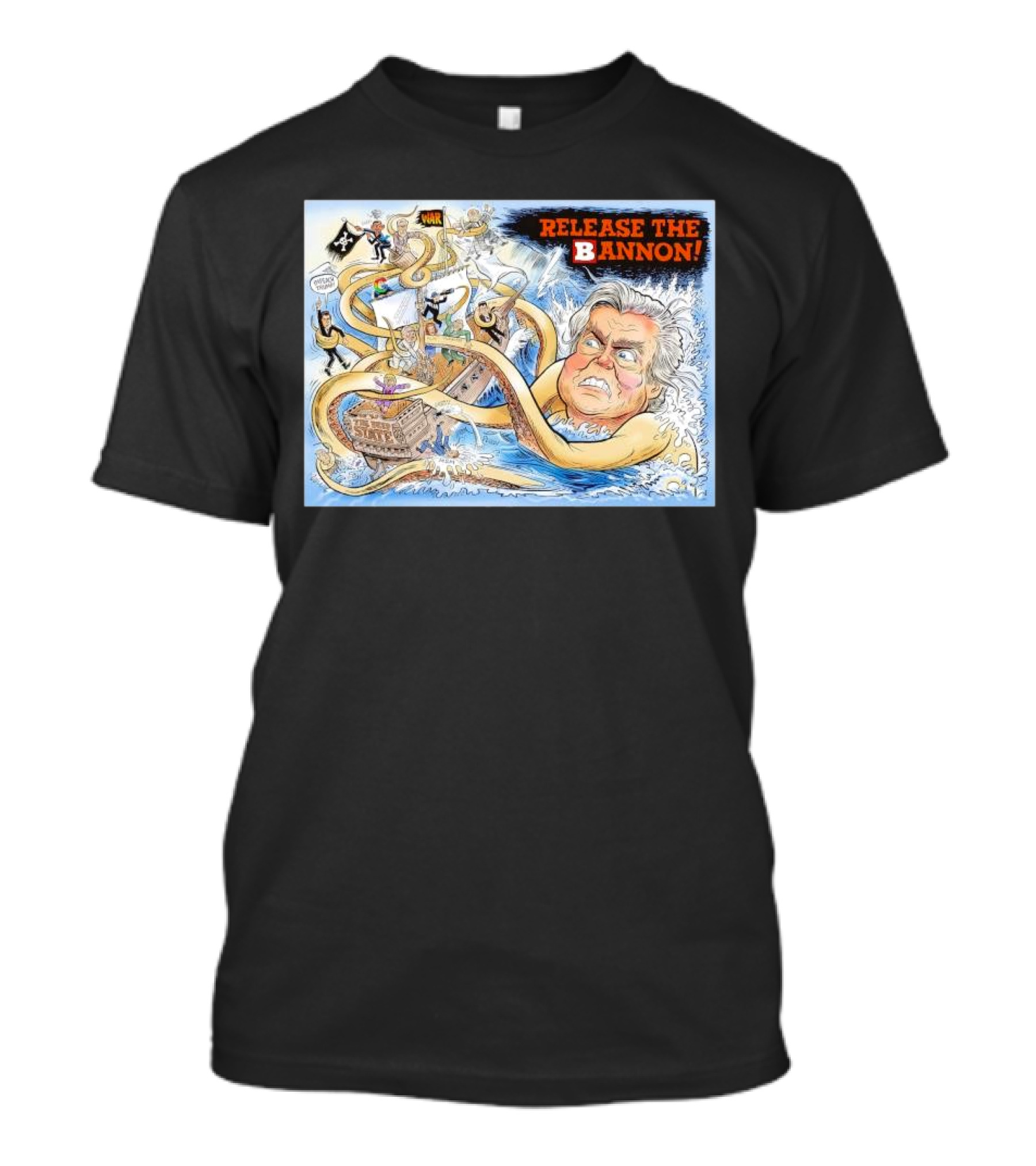 Release The Bannon Steve Bannon Impeach Trump Cartoon Kraken_STYLE T-Shirt