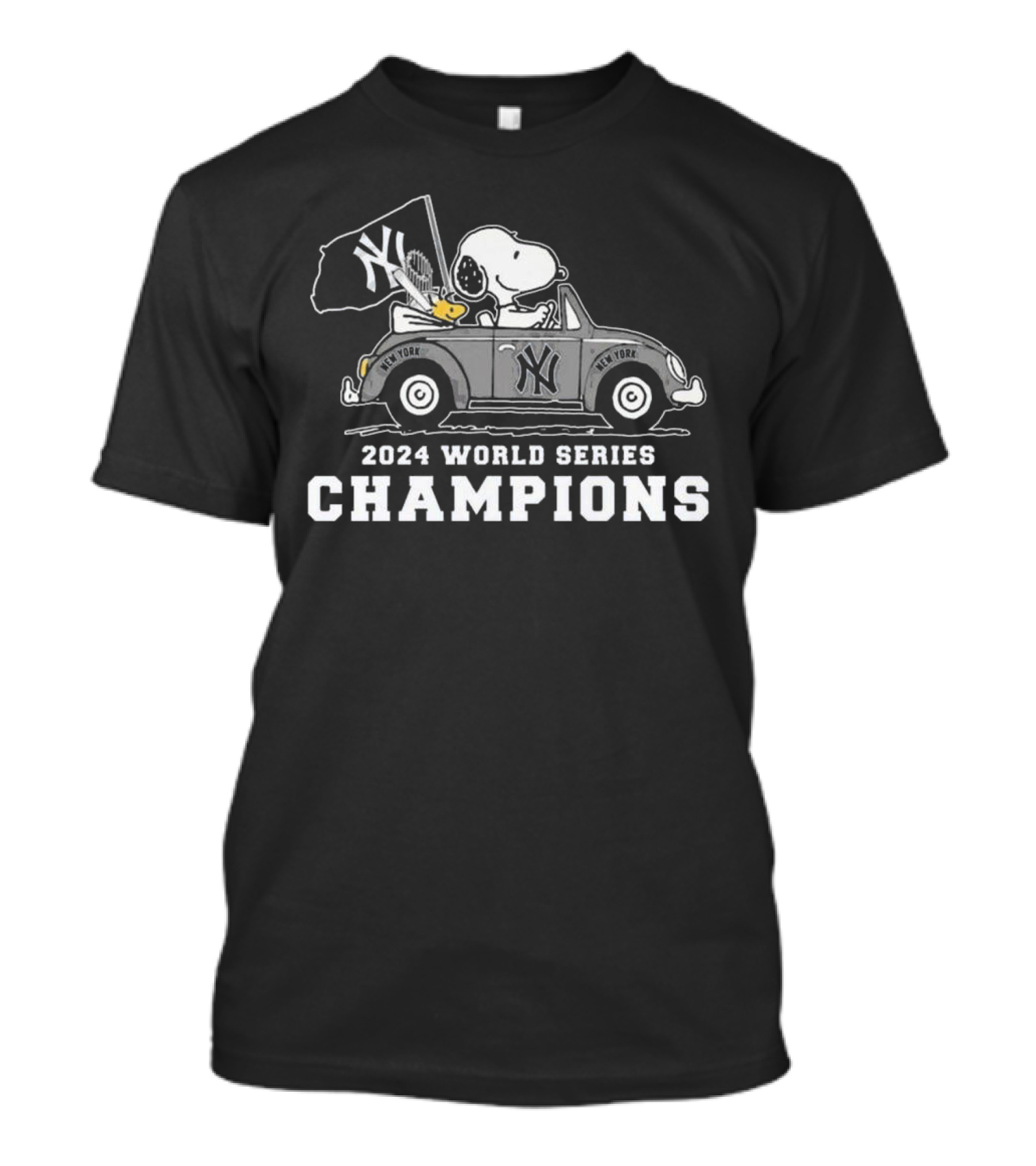 Peanuts Driving New York Yankees Car 2024 World Series Champions T-Shirt