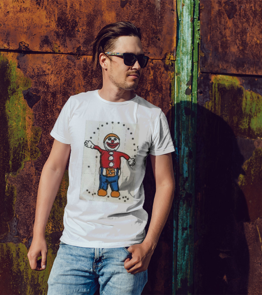 Psychedelic Acid Clown With Happy Expression Surrounded By Stars T-Shirt