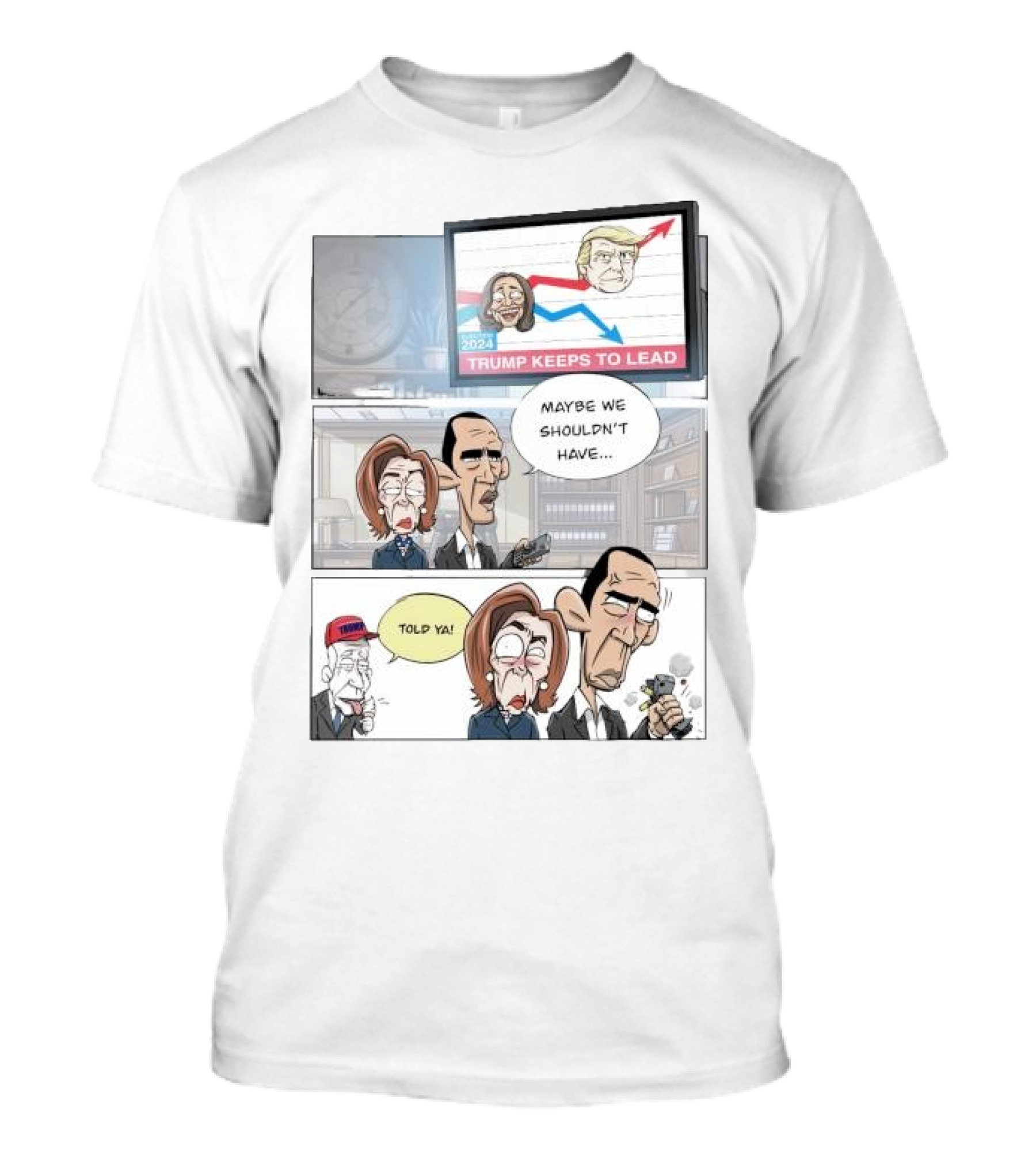 Trump Keeps To Lead 2024 Election Cartoon Obama And Pelosi Maybe We Shouldn't Have T-Shirt