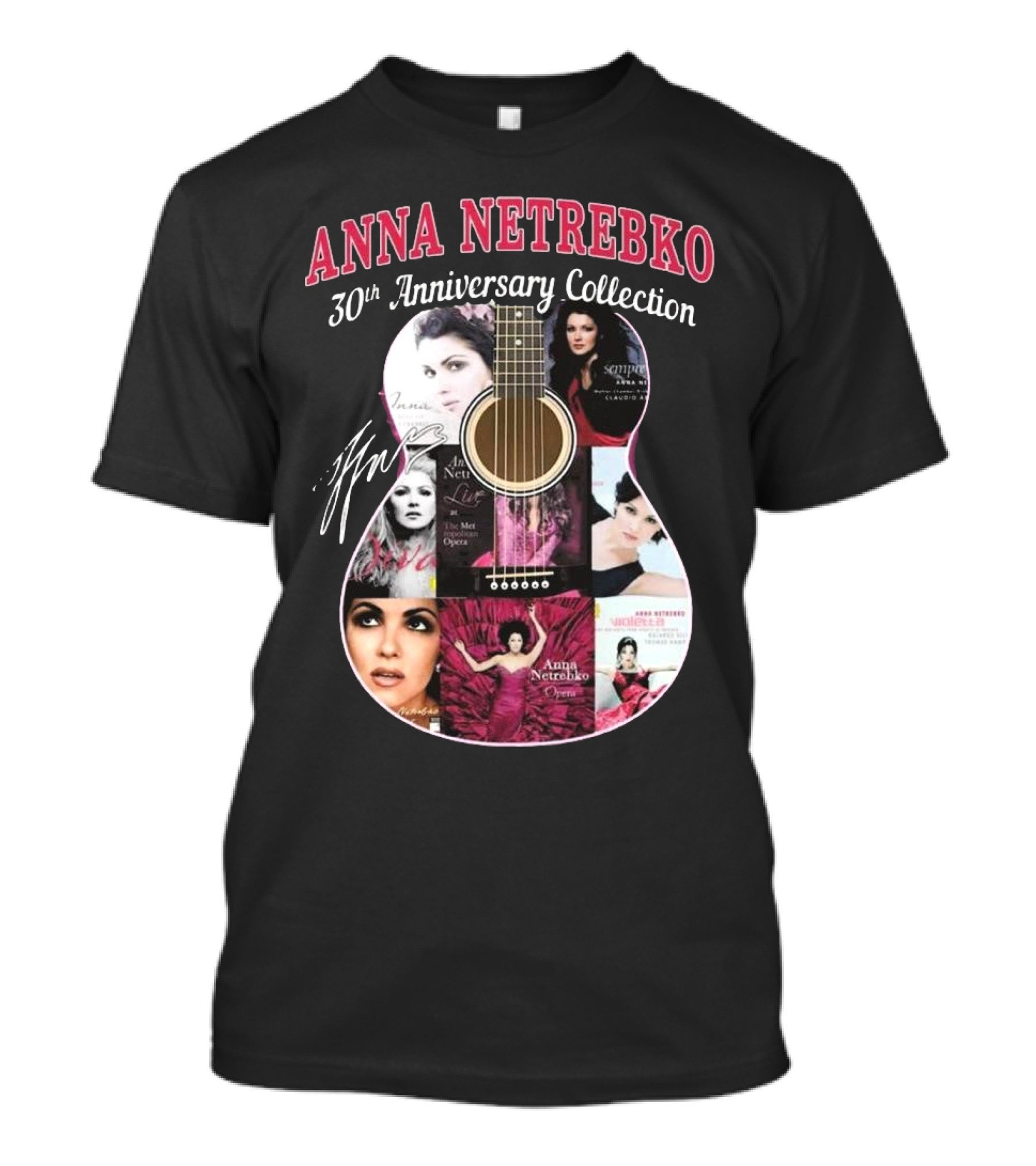 Anna Netrebko 30th Anniversary Collection Guitar Signature Album Collage T-Shirt