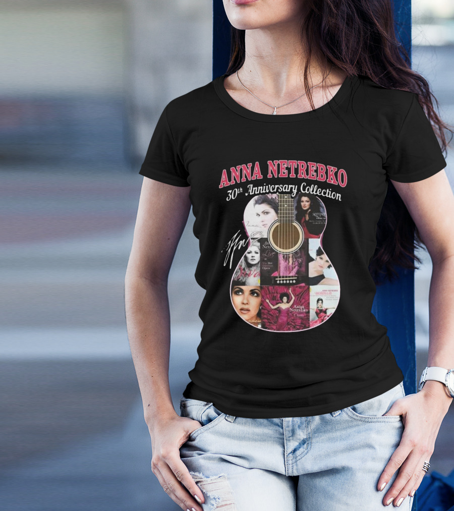 Anna Netrebko 30th Anniversary Collection Guitar Signature Album Collage T-Shirt