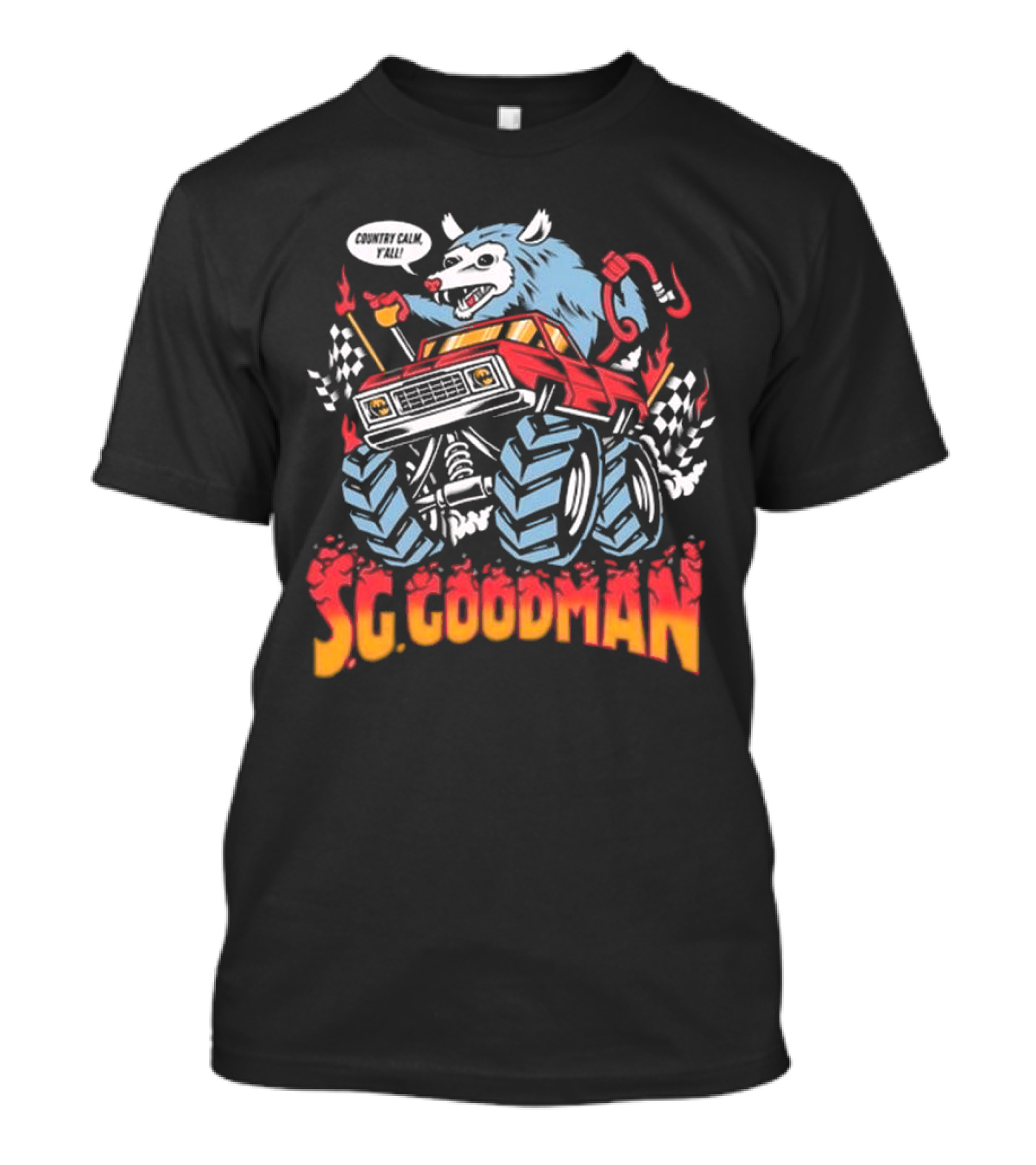 S.G. Goodman Country Calm Y'all Monster Truck Opossum T-Shirt