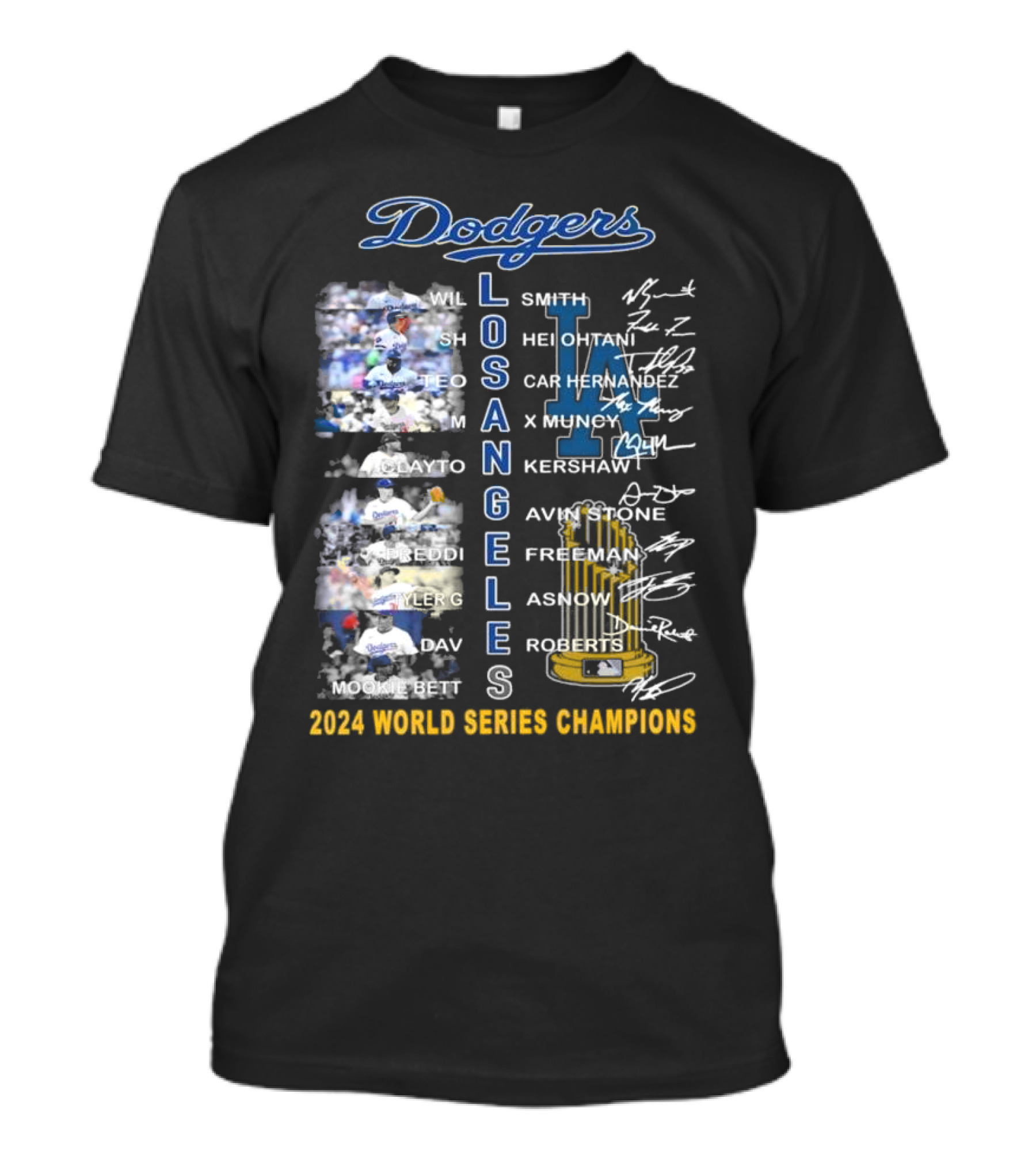 Dodgers Los Angeles 2024 World Series Champions Signatures And Images T-Shirt