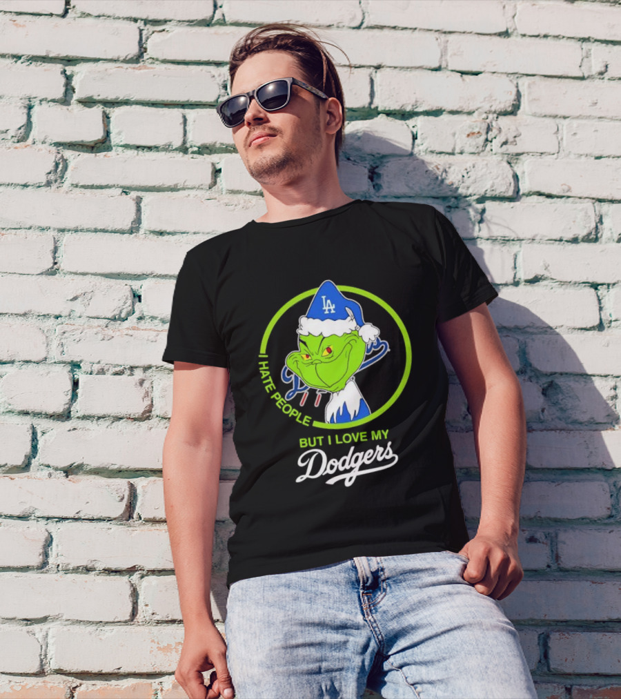 Grinch I Hate People But I Love My LA Dodgers Christmas T-Shirt