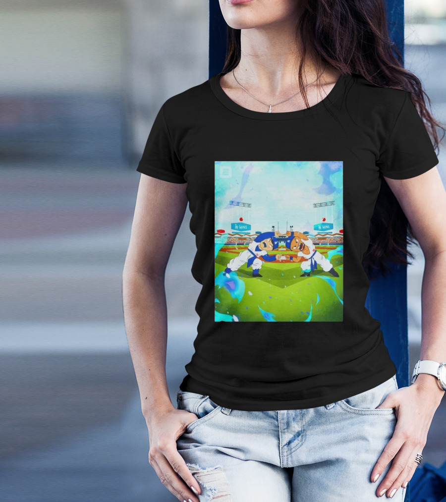 Los Angeles Dodgers 2024 World Series Champions Shohei Ohtani Mookie Betts Fusion Stadium Cartoon T-Shirt