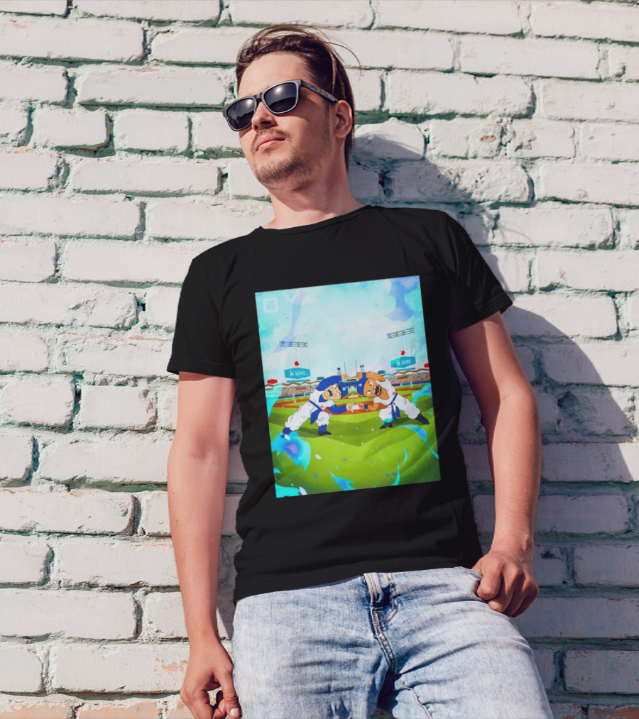 Los Angeles Dodgers 2024 World Series Champions Shohei Ohtani Mookie Betts Fusion Stadium Cartoon T-Shirt