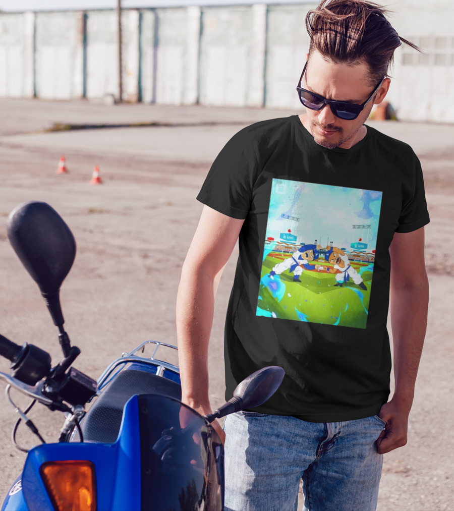 Los Angeles Dodgers 2024 World Series Champions Shohei Ohtani Mookie Betts Fusion Stadium Cartoon T-Shirt