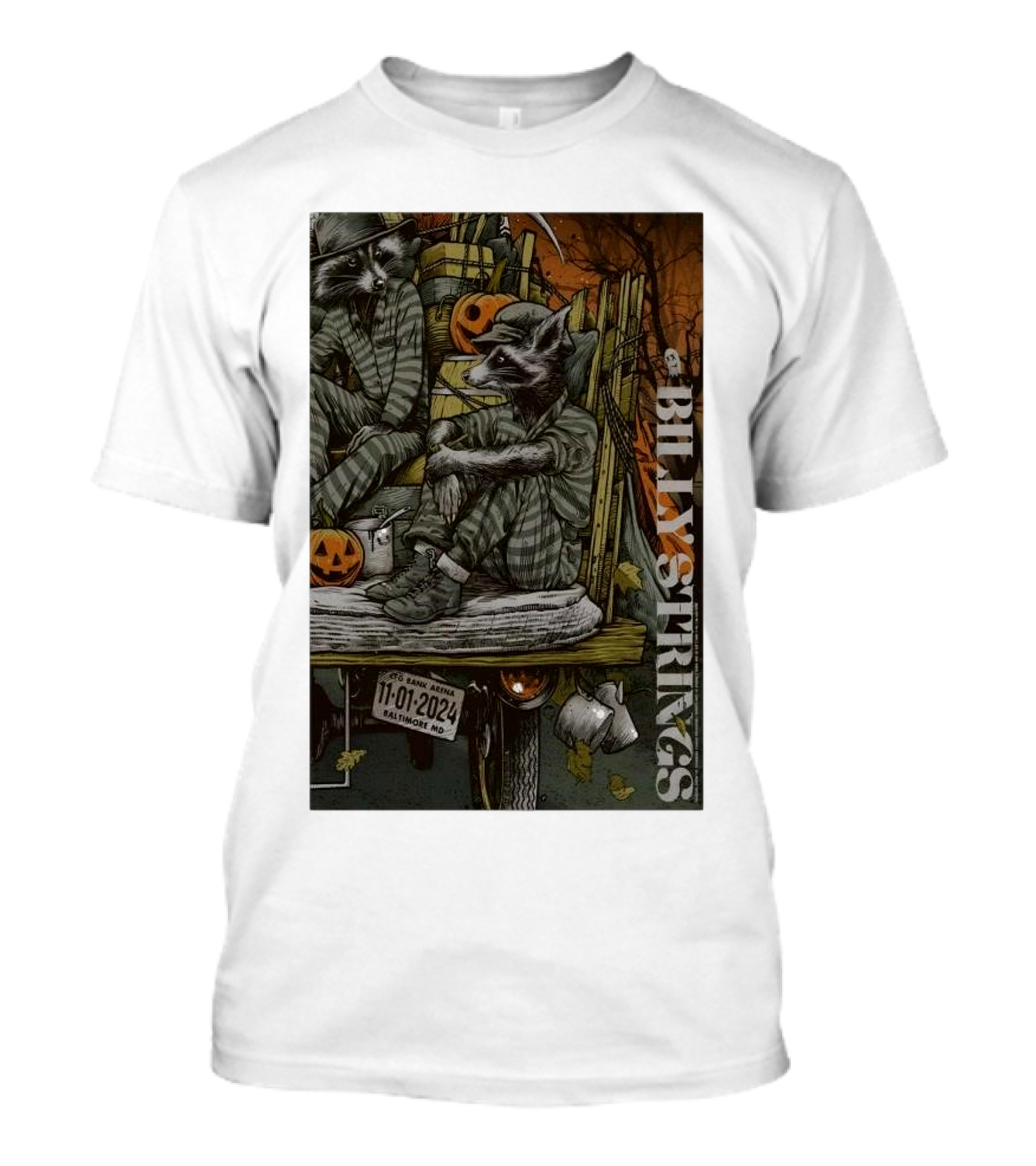 Billy Strings CFG Bank Arena Baltimore MD Nov 01 2024 Halloween Raccoon T-Shirt