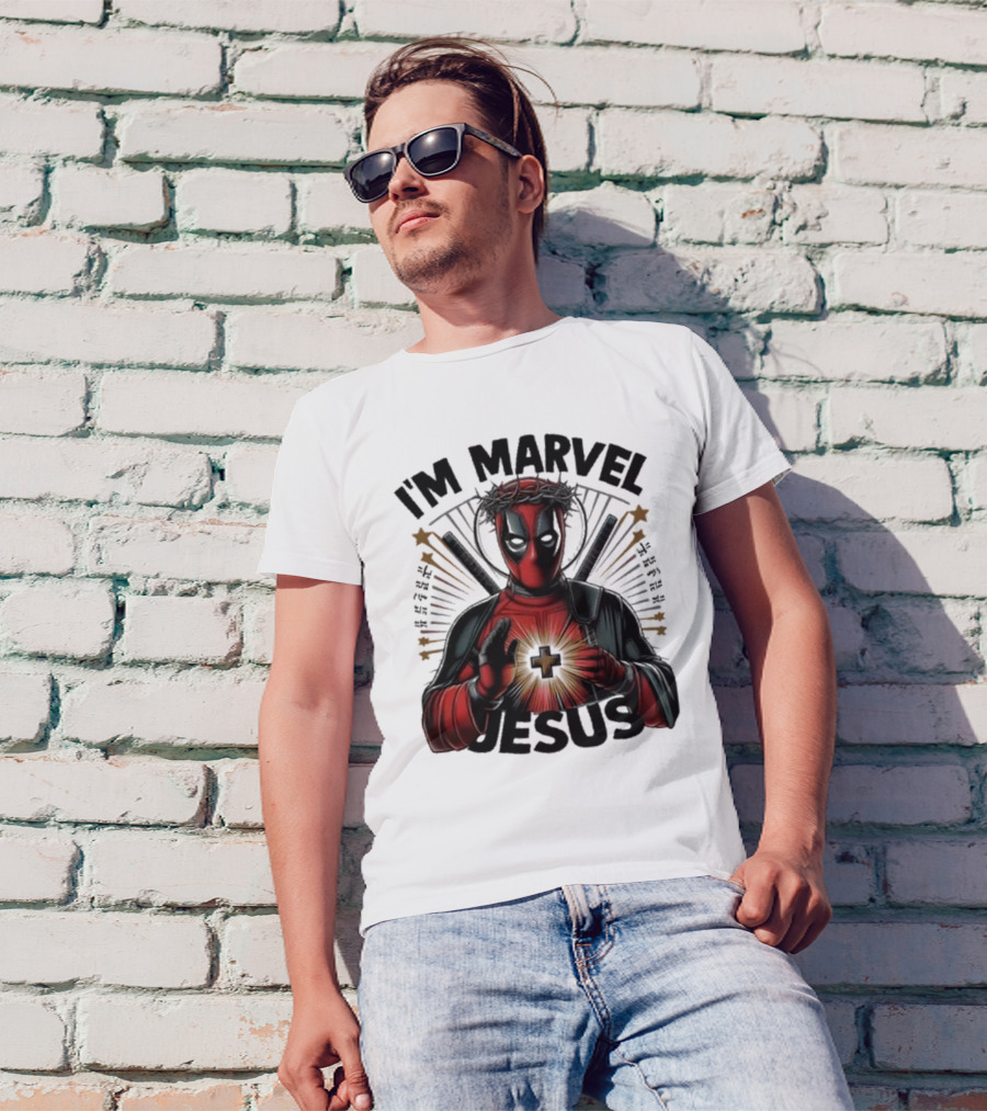 I'm Marvel Jesus Deadpool With Cross Halo And Swords T-Shirt