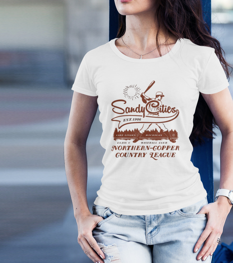 Sandy Cities Lake Linden Michigan Vintage Class C Baseball Club Northern Copper Country League Est. 1906 T-Shirt