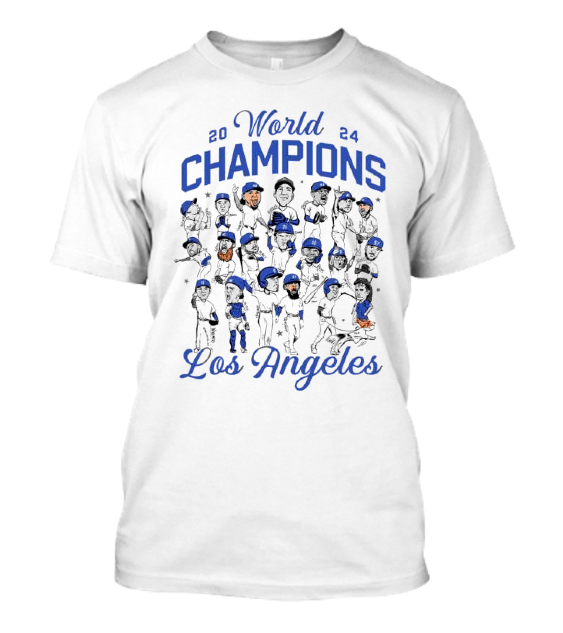 Los Angeles 2024 World Champions Dodgers Team Cartoon MLB T-Shirt