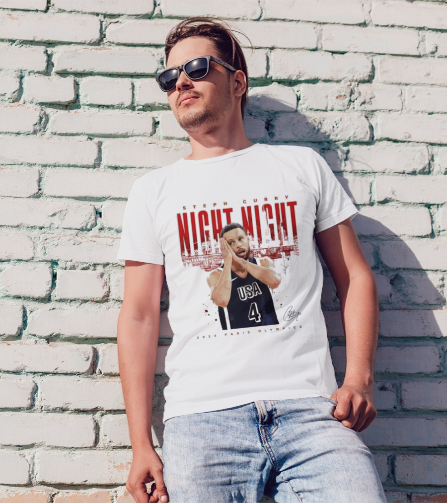 Steph Curry Night Night USA 4 2024 Paris Olympics Signature T-Shirt