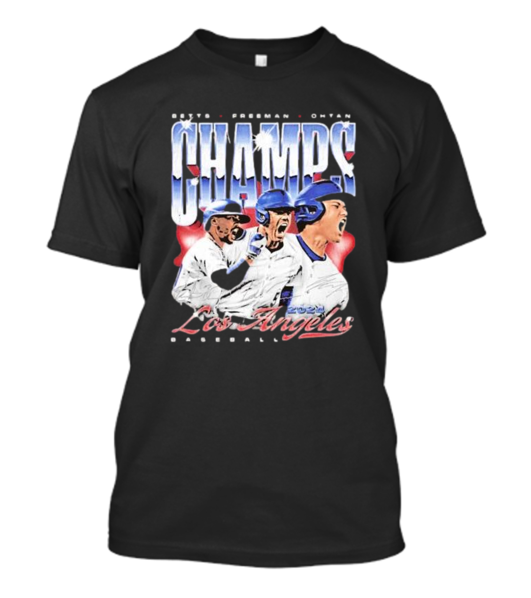 Los Angeles Dodgers Baseball 2024 Champs Betts Freeman Ohtani Vintage T-Shirt