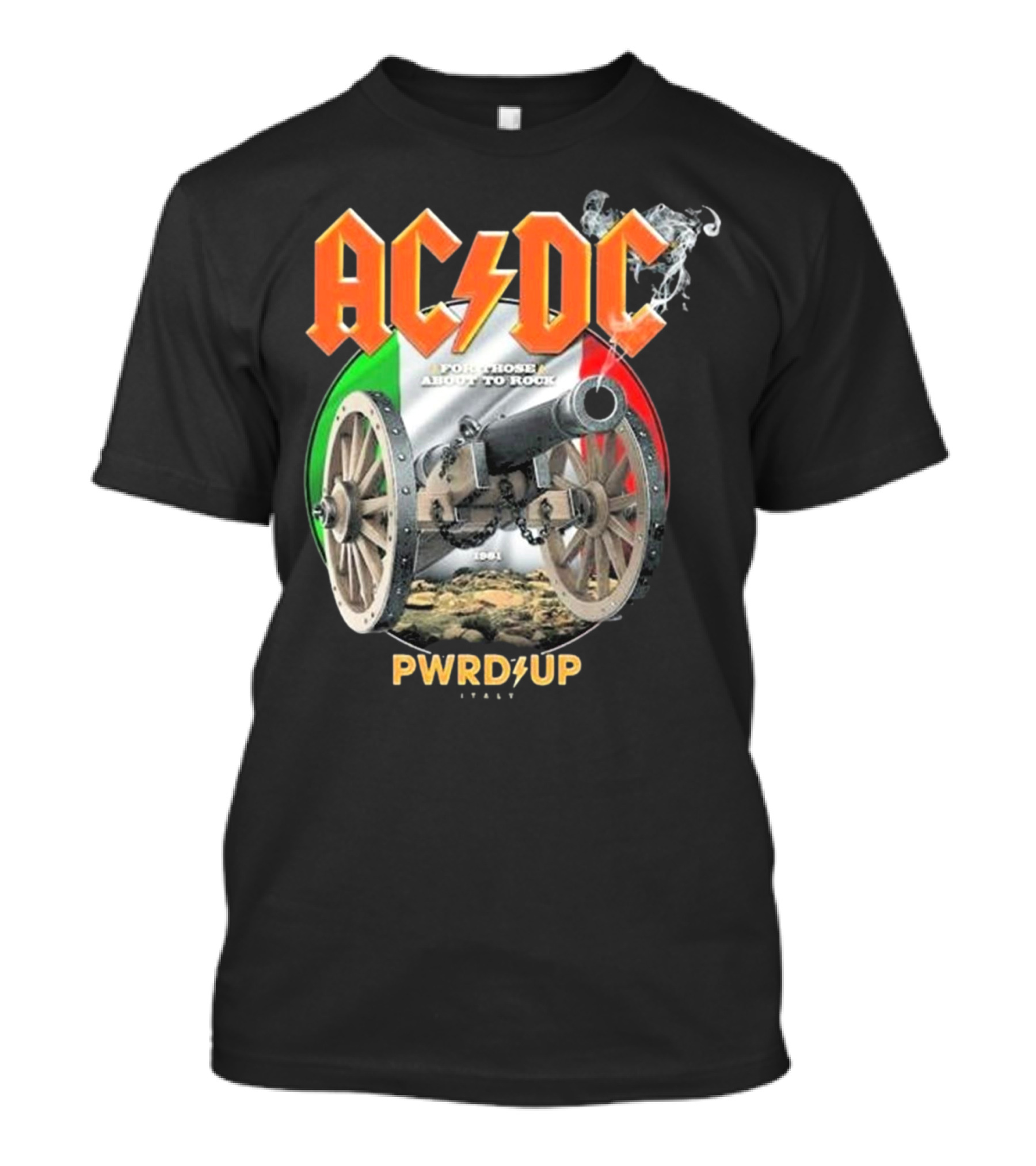 AC DC Reggio Emilia 2024 For Those About To Rock PWRD UP Italy Cannon Tour T-Shirt