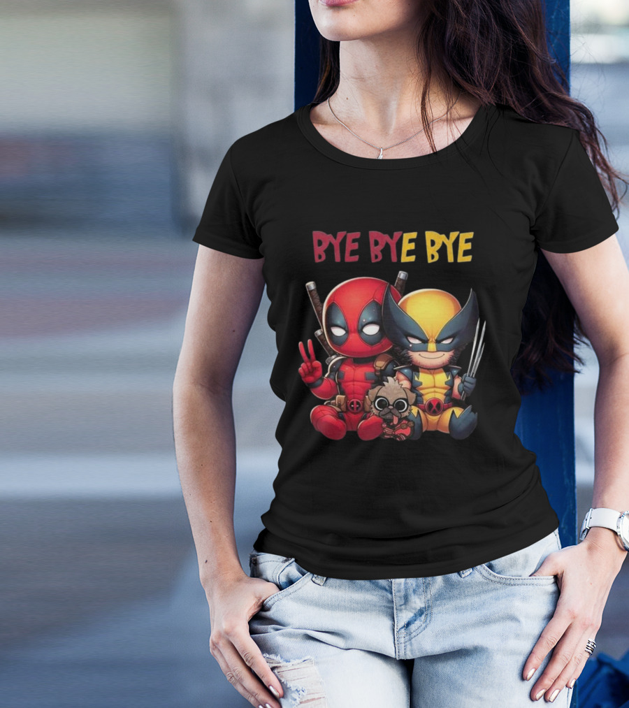 Deadpool Wolverine Bye Bye Bye Best Song For Hero Cute Chibi T-Shirt