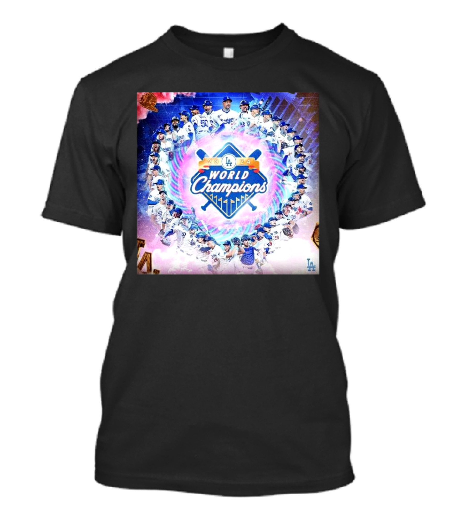 Los Angeles Dodgers 2024 World Champions MLB Celebratory Collage T-Shirt