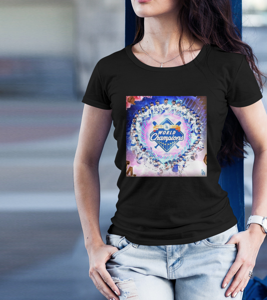 Los Angeles Dodgers 2024 World Champions MLB Celebratory Collage T-Shirt