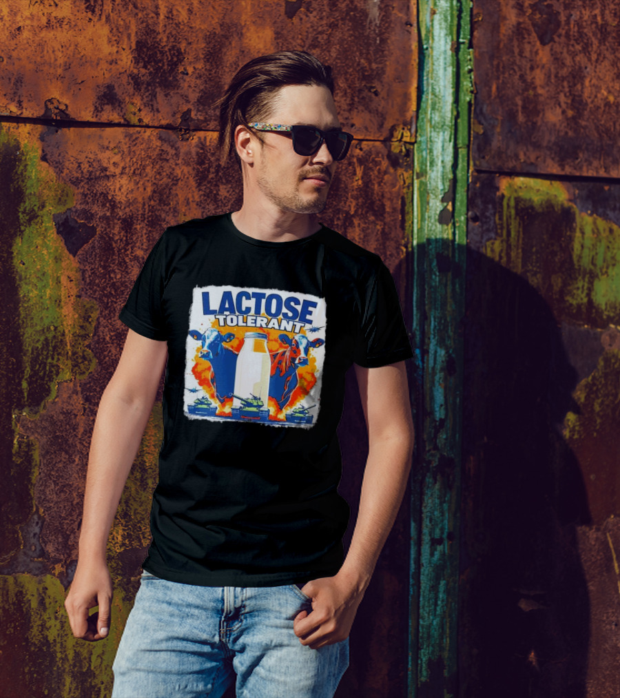 LACTOSE TOLERANT Milk Defense With Cows And Tanks T-Shirt